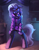 Size: 1688x2183 | Tagged: safe, alternate version, artist:foxpit, oc, oc only, pony, unicorn, bipedal, clothes, collar, ear piercing, earring, hoodie, horn, indoors, jewelry, male, piercing, snaggletooth, solo, stallion