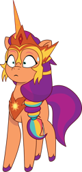 Size: 694x1446 | Tagged: safe, artist:prixy05, sunny starscout, earth pony, pony, g5, my little pony: tell your tale, clothes, costume, daybreaker armor, female, mane stripe sunny, mare, nightmare night costume, pinpoint eyes, simple background, solo, transparent background, vector