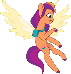 Size: 1264x1304 | Tagged: safe, artist:prixy05, sunny starscout, alicorn, earth pony, pony, g5, my little pony: tell your tale, female, flying, mane stripe sunny, mare, race swap, simple background, solo, sunnycorn, transparent background, vector