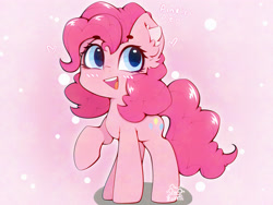 Size: 4000x3000 | Tagged: safe, artist:zokkili, pinkie pie, earth pony, pony, g4, ear fluff, eyebrows, eyebrows visible through hair, female, heart, high res, mare, open mouth, open smile, raised hoof, smiling, solo, tail