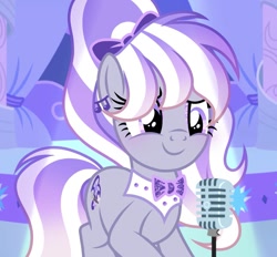 Size: 1315x1220 | Tagged: safe, artist:cstrawberrymilk, oc, earth pony, pony, bowtie, female, mare, microphone, solo