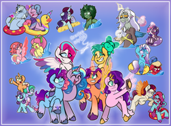 Size: 4600x3400 | Tagged: safe, artist:jerrz_pony, alphabittle blossomforth, cloudpuff, comet (g5), discord, glory (g5), hitch trailblazer, izzy moonbow, jazz hooves, misty brightdawn, onyx, peach fizz, pipp petals, posey bloom, queen haven, rocky riff, seashell (g5), sparky sparkeroni, sprout cloverleaf, sunny starscout, violette rainbow, windy, zipp storm, alicorn, auroricorn, draconequus, earth pony, pegasus, pony, unicorn, g5, my little pony: tell your tale, the water park, spoiler:g5, spoiler:g5comic, spoiler:my little pony: tell your tale, spoiler:tyts02e23, background pony, coat markings, dappled, discord (g5), female, horn, male, mane five, mane six (g5), mane stripe sunny, old man discord, pippsqueak trio, pippsqueaks, rebirth misty, water