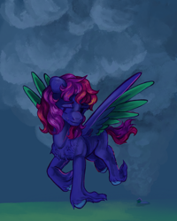 Size: 1280x1602 | Tagged: safe, artist:sweetmelon556, oc, oc:sweet melon, pegasus, pony, colored wings, eyes closed, female, flying, mare, solo, two toned wings, wings