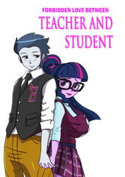 Size: 5953x8419 | Tagged: safe, artist:yohana, rumble, sci-twi, twilight sparkle, equestria girls, g4, cover art, older, older rumble