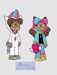 Size: 1560x2080 | Tagged: safe, artist:garybaldor, zipp storm, human, equestria girls, g4, g5, clothes, costume, equestria girls-ified, female, g5 to equestria girls, g5 to g4, generation leap, glasses, jacket, moderate dark skin, pants, pony costume, priya mangal, shirt, shoes, signature, slippers, solo, tail, toy interpretation, voice actor joke