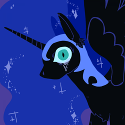 Size: 1920x1920 | Tagged: safe, artist:starbatz, nightmare moon, alicorn, pony, bust, crying, female, lineless, mare, portrait, solo, spread wings, wings