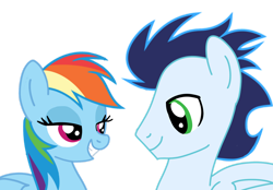 Size: 1280x890 | Tagged: safe, artist:soarindasher10, rainbow dash, soarin', pegasus, pony, female, looking at each other, looking at someone, male, mare, ship:soarindash, shipping, simple background, smiling, smiling at each other, stallion, straight, transparent background