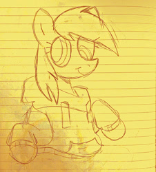 Size: 1125x1243 | Tagged: safe, artist:catponything, derpy hooves, pegasus, pony, g4, clothes, half body, hoodie, lined paper, smiling, solo, traditional art