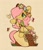 Size: 2911x3368 | Tagged: safe, artist:oofycolorful, part of a set, fluttershy, butterfly, pegasus, pony, rabbit, semi-anthro, g4, animal, bracelet, clothes, cute, cutie mark on clothes, dress, female, floral head wreath, flower, flower bracelet, hair over one eye, jewelry, shyabetes, simple background, sitting, solo, tree stump