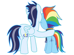 Size: 1280x954 | Tagged: safe, artist:soarindasher10, rainbow dash, soarin', pegasus, pony, g4, my little pony: friendship is magic, the last problem, female, hug, male, mare, older, older rainbow dash, older soarin', older soarindash, ship:soarindash, shipping, simple background, stallion, straight, transparent background