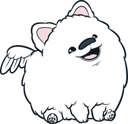 Size: 1214x1175 | Tagged: safe, cloudpuff, dog, flying pomeranian, pomeranian, g5, my little pony: make your mark, official, .ai available, .svg available, g5 brand assets, male, simple background, solo, svg, transparent background, vector, winged dog