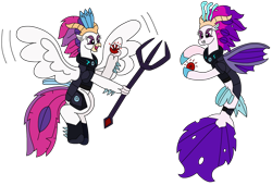 Size: 3192x2176 | Tagged: safe, artist:supahdonarudo, queen novo, classical hippogriff, hippogriff, seapony (g4), g4, alternate universe, armor, evil counterpart, holding, mirror universe, queen novo's orb, simple background, transparent background, trident