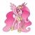 Size: 640x640 | Tagged: safe, artist:saturaed_acidity, pinkie pie, princess celestia, alicorn, pony, g4, alicornified, cheek fluff, crown, ear fluff, ethereal mane, female, hoof shoes, jewelry, mare, neck fluff, palette swap, peytral, pinkiecorn, princess shoes, race swap, raised hoof, recolor, regalia, simple background, solo, sparkling mane, spread wings, white background, wings