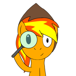 Size: 2248x2248 | Tagged: safe, artist:johnnybro288, oc, oc only, oc:firey ratchet, pegasus, g4, detective, fedora, hat, looking at you, magnifying glass, male, simple background, transparent background