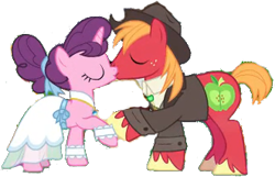 Size: 331x213 | Tagged: safe, edit, edited screencap, editor:pascalmulokozi2, screencap, big macintosh, sugar belle, earth pony, unicorn, g4, my little pony: friendship is magic, season 9, the big mac question, bolo tie, clothes, dress, female, hat, horn, kiss on the lips, kissing, male, marriage, married couple, not a vector, romance, romantic, ship:sugarmac, shipping, simple background, stallion, straight, transparent background, vest, wedding, wedding dress, wedding suit