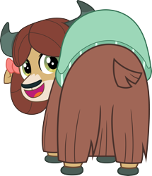 Size: 3000x3490 | Tagged: safe, alternate version, artist:cloudy glow, yona, yak, g4, back, bow, butt, female, hair bow, rear view, simple background, solo, transparent background, vector, yonass