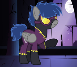 Size: 1920x1678 | Tagged: safe, artist:tkn297, oc, oc:shadow gear, pegasus, pony, base used, clothes, costume, indoors, male, shadowbolts costume, solo, stallion