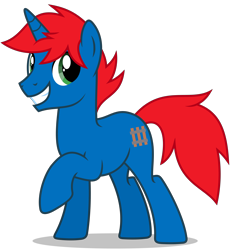 Size: 4022x4327 | Tagged: safe, artist:creedyboy124, oc, oc only, oc:train track, pony, unicorn, happy, horn, male, simple background, smiling, stallion, stallion oc, unicorn oc