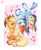 Size: 1678x2048 | Tagged: safe, artist:galaxy swirl, applejack, rainbow dash, earth pony, pegasus, pony, g4, applejack's hat, blushing, boop, colored wings, cowboy hat, duo, duo female, eyes closed, female, flying, freckles, gradient wings, hat, heart, lesbian, mare, multicolored wings, nose wrinkle, noseboop, passepartout, rainbow wings, ship:appledash, shipping, signature, smiling, spread wings, unshorn fetlocks, upside down, wings