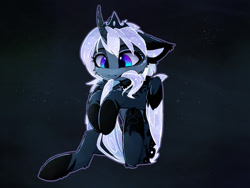 Size: 1921x1444 | Tagged: safe, artist:magnaluna, princess luna, alicorn, pony, zefiros codex, g4, alternate design, alternate hairstyle, alternate universe, behaving like a cat, biting, cheek fluff, crown, curved horn, cute, daaaaaaaaaaaw, ear fluff, female, horn, jewelry, lunabetes, mare, nom, paws, regalia, solo, tail, tail bite, weapons-grade cute, white-haired luna