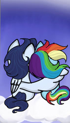 Size: 414x730 | Tagged: safe, artist:bubbles234566, rainbow dash, soarin', pegasus, pony, female, hug, male, mare, ship:soarindash, shipping, stallion, straight