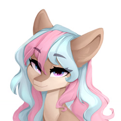 Size: 1280x1280 | Tagged: safe, artist:shooshaa, oc, oc only, earth pony, pony, bust, commission, eyebrows, eyebrows visible through hair, female, mare, portrait, simple background, solo, white background