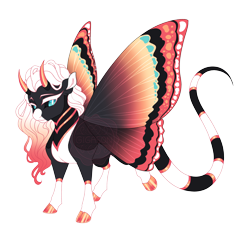 Size: 4300x4000 | Tagged: safe, artist:gigason, oc, oc:callicore calico, changedling, changeling, absurd resolution, adoptable, black body, black coat, black sclera, blue eyes, butterfly changeling, butterfly wings, changedling oc, changeling oc, chest marking, cloven hooves, coat markings, colored, colored eyebrows, colored eyelashes, colored hooves, colored horn, colored horns, colored pinnae, colored pupils, colored sclera, colored wings, countershading, curved horn, curved horns, ear fluff, eyelashes, facial markings, female, female oc, flat colors, gradient eyes, gradient hooves, gradient mane, gradient wings, hooves, horn, horns, insect wings, leg markings, leonine tail, lidded eyes, long mane, long tail, looking back, magical lesbian spawn, multicolored wings, neck markings, obtrusive watermark, offspring, orange hooves, parent:oc, parent:oc:blue bayou, parent:oc:poppy pigment, parents:oc x oc, raised leg, shiny hooves, shiny horn, shiny horns, simple background, slit pupils, smiling, snip (coat marking), socks (coat markings), solo, spread wings, standing on three hooves, striped tail, tail, tail markings, thick eyelashes, three quarter view, three toned tail, transparent background, watermark, wavy mane, white eyelashes, white mane, white pupils, wings