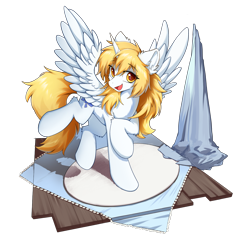 Size: 2732x2791 | Tagged: safe, artist:gale spark, oc, oc only, oc:star nai, alicorn, carpet, curtains, floor, looking at you, open mouth, open smile, simple background, smiling, transparent background, wings