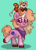 Size: 736x1024 | Tagged: safe, oc, oc only, oc:elsie moonarch, pony, red panda, unicorn, pony town, g5, bandana, digital art, female, gradient hair, gradient mane, gradient tail, green background, hooves, horn, looking back, magenta eyes, mare, orange hair, orange mane, orange tail, pink coat, pixel art, raised hoof, simple background, solo, tail, unicorn oc, unshorn fetlocks, walking, yellow hair, yellow mane