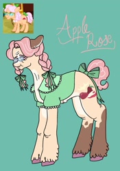 Size: 1431x2048 | Tagged: safe, artist:whimday, apple rose, earth pony, pony, g4, alternate design, bow, braid, clothes, female, glasses, hair bow, mare, screencap reference, solo, tail, tail bow, unshorn fetlocks