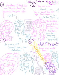 Size: 4779x6013 | Tagged: safe, artist:adorkabletwilightandfriends, princess cadance, princess flurry heart, shining armor, comic:adorkable twilight and friends, g4, adorkable, adorkable friends, bedroom, comic, cute, dangerous, dork, family, female, filly, foal, magic, mirror, parent, reflection, silly, slice of life, sneezing, spit, spray, toy, toy box, worried