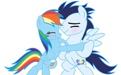 Size: 2294x1409 | Tagged: safe, artist:soarindasher10, rainbow dash, soarin', pegasus, pony, blushing, dancing, eyes closed, female, male, mare, ship:soarindash, shipping, simple background, smiling, stallion, straight, transparent background