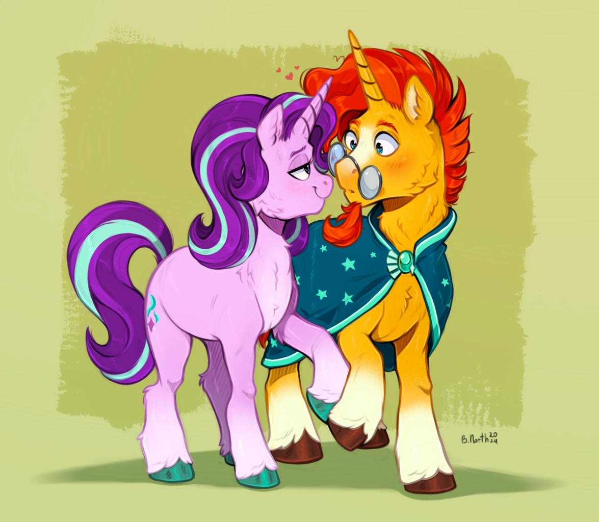 #3495916 - safe, artist:birdoffnorth, starlight glimmer, sunburst, pony ...