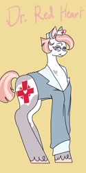 Size: 1026x2048 | Tagged: safe, artist:whimday, nurse redheart, earth pony, pony, g4, alternate design, clothes, female, hat, mare, nurse hat, shirt, solo, unshorn fetlocks