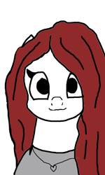 Size: 600x1000 | Tagged: safe, artist:moon1611, oc, oc only, oc:marewifejak, jewelry, meme, ms paint, necklace, red hair, simple background, white background, wifejak, wojak