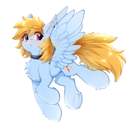 Size: 2732x2675 | Tagged: safe, artist:gale spark, oc, oc only, oc:gale spark, pegasus, pony, blushing, chest fluff, choker, ear fluff, eye clipping through hair, female, mare, pegasus oc, simple background, solo, spread wings, white background, wings