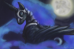 Size: 1200x800 | Tagged: safe, artist:kimardt, nightmare moon, alicorn, pony, g4, 2012, female, mare, moon, old art, solo