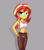 Size: 4500x5154 | Tagged: safe, artist:tjpones, sunset shimmer, human, equestria girls, g4, absurd resolution, belly, belly button, breasts, busty sunset shimmer, clothes, female, gray background, hand on hip, legs together, lidded eyes, looking at you, panties, pantyhose, simple background, solo, sports bra, underwear