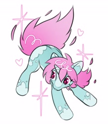 Size: 3575x4096 | Tagged: safe, artist:opalacorn, oc, oc only, oc:scoops, pony, unicorn, blaze (coat marking), coat markings, facial markings, female, flowing tail, heart, horn, mare, simple background, solo, sparkles, tail, white background