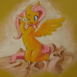 Size: 1745x1745 | Tagged: safe, artist:stratodraw, fluttershy, pegasus, g4, photo, traditional art