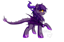 Size: 4044x2638 | Tagged: safe, artist:dw_atias, oc, oc only, oc:nightscale, dracony, hybrid, pony, female, horns, slit pupils, solo