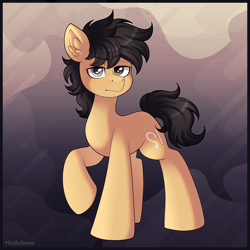 Size: 2800x2800 | Tagged: safe, artist:madelinne, oc, oc only, earth pony, pony, black mane, earth pony oc, male, short mane, solo, stallion