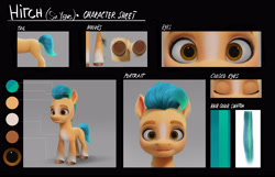 Size: 4917x3162 | Tagged: safe, hitch trailblazer, earth pony, pony, g5, my little pony: a new generation, official, 3d, colt, colt hitch trailblazer, concept art, foal, hoof heart, male, reference sheet, solo, underhoof, unshorn fetlocks, upside-down hoof heart, younger