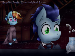 Size: 749x566 | Tagged: safe, artist:neydi-dash, rainbow dash, soarin', pegasus, pony, g4, clothes, corpse bride, duo, duo male and female, female, male, mare, ship:soarindash, shipping, stallion, straight