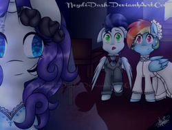 Size: 749x566 | Tagged: safe, artist:neydi-dash, rainbow dash, rarity, soarin', pegasus, pony, unicorn, g4, corpse bride, female, horn, male, mare, ship:soarindash, shipping, stallion, straight