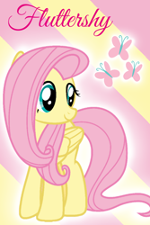 Size: 640x960 | Tagged: safe, artist:noi kincade, fluttershy, pegasus, pony, g4, character name, female, mare, solo, wallpaper