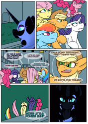 Size: 1614x2283 | Tagged: safe, artist:noblebrony317, part of a set, applejack, fluttershy, nightmare moon, pinkie pie, rainbow dash, rarity, imminent vore, predmare moon