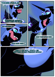 Size: 1614x2283 | Tagged: safe, artist:noblebrony317, part of a set, nightmare moon, belly, belly button, close-up, drool, drool string, esophagus, imminent vore, licking, licking lips, open mouth, predmare moon, salivating, tongue out, uvula, vore