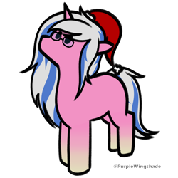 Size: 3000x3000 | Tagged: safe, artist:purple wingshade, oc, oc only, oc:alto legato, pony, unicorn, christmas, hat, holiday, horn, santa hat, solo