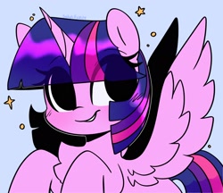 Size: 2048x1766 | Tagged: safe, artist:sakukitty, twilight sparkle, alicorn, pony, g4, eye clipping through hair, eyebrows, eyebrows visible through hair, female, horn, mare, no catchlights, solo, spread wings, twilight sparkle (alicorn), wings